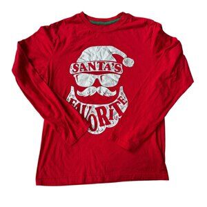 Holiday Time men's long sleeve crewneck pullover "Santa's Favorite" t-shirt XL